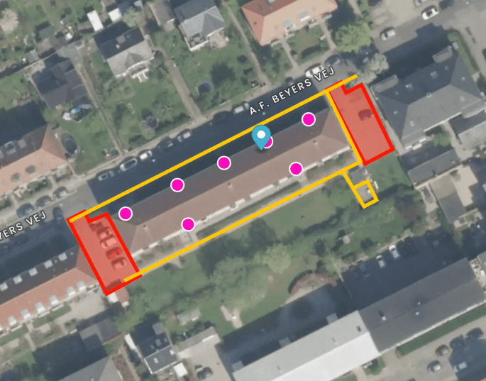 SnowManager drawing tool with service areas marked on a satellite map